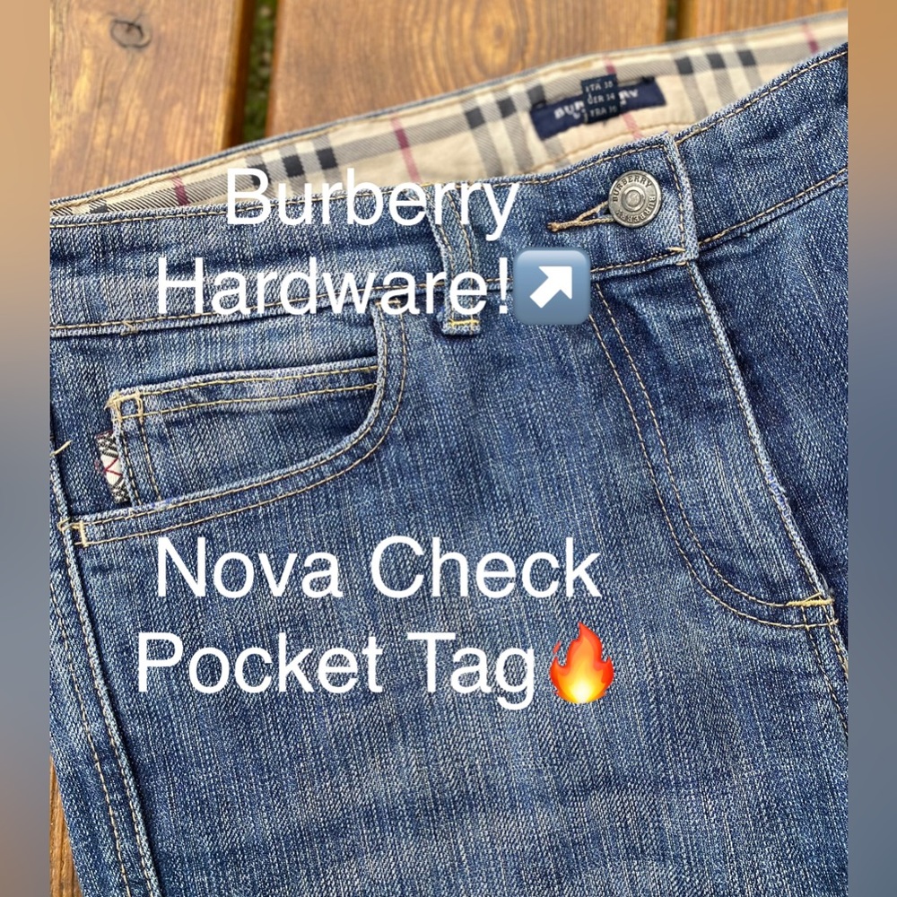 BURBERRY Distressed/Large LOGO 5 Pocket/straight leg Jeans🔥EUC🔥30”waist,UNISEX - Picture 6 of 16